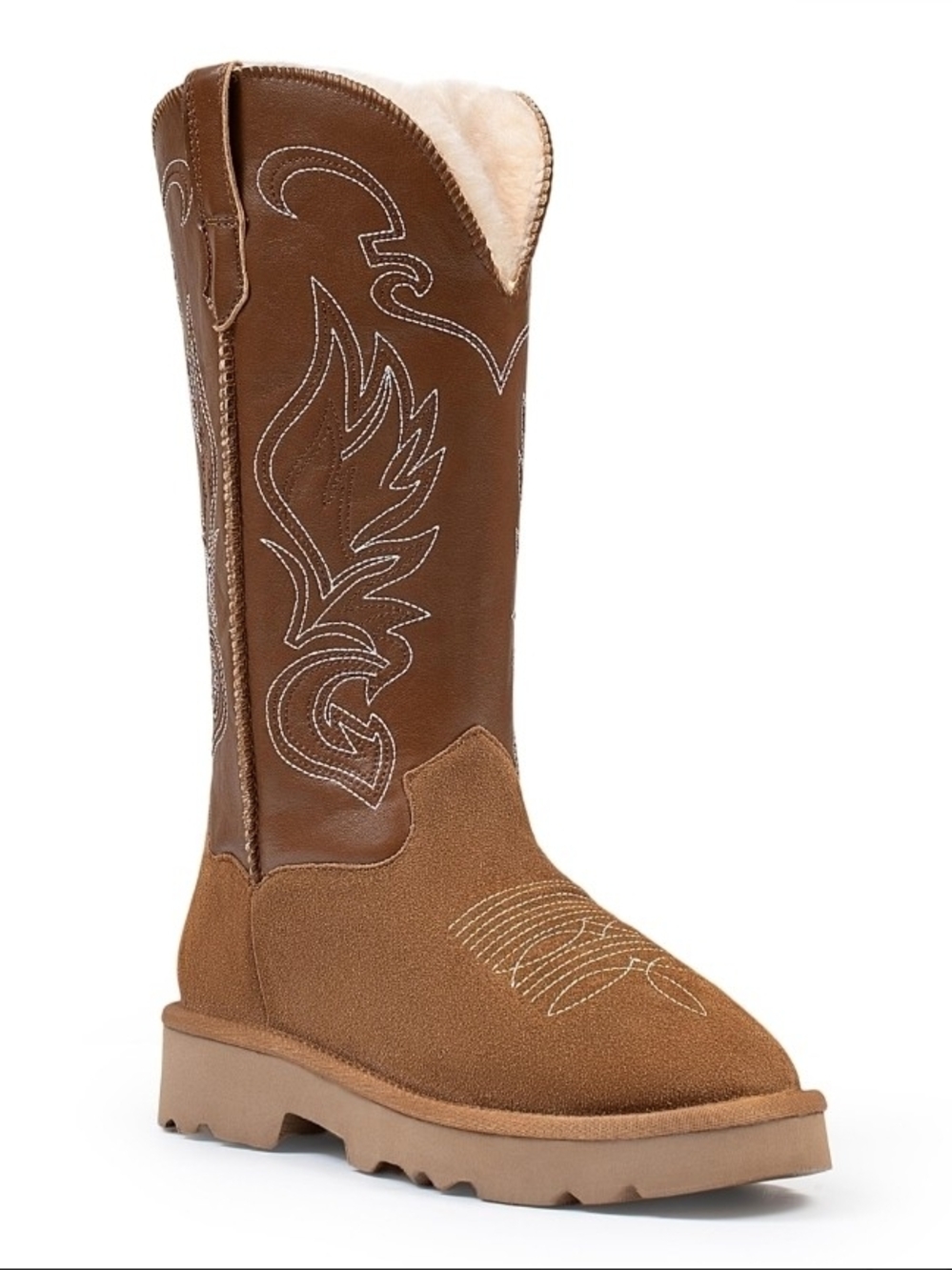 Women’s Brown Shearling-Lined Lace-Up Snow Boots